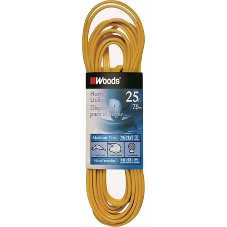WOODS Cord Ext Indr Flt16/3X25Ft Yel 0831